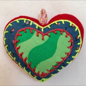 Me hand embroidered heart 💕 keychain ornament
